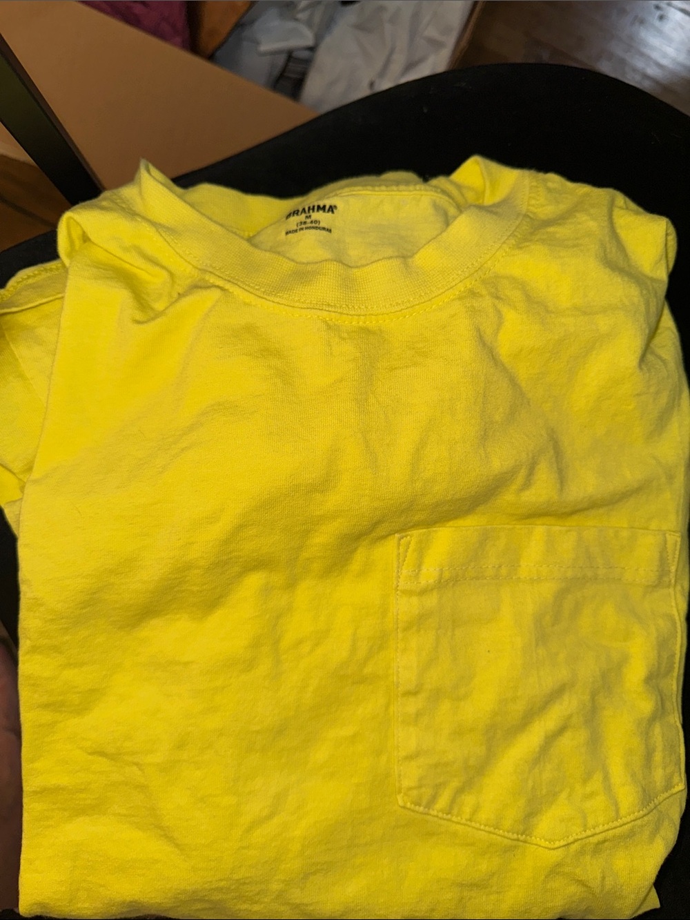 Brahma Bright Yellow Short Sleeve Pocket Tee - men’s unisex